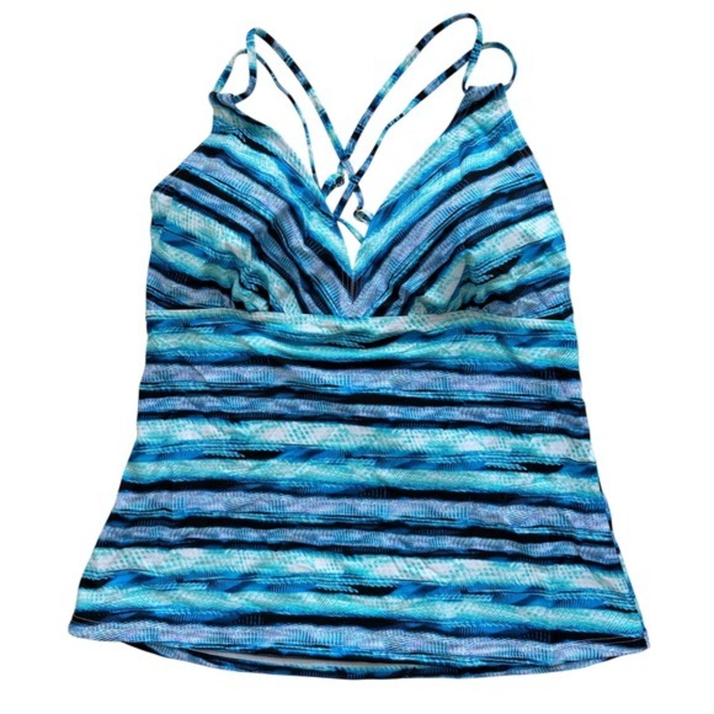 NEW Cupshe Blue Tankini Size XXL 2 Piece Set with‎ Black Bottoms Swimwear - Picture 3 of 8